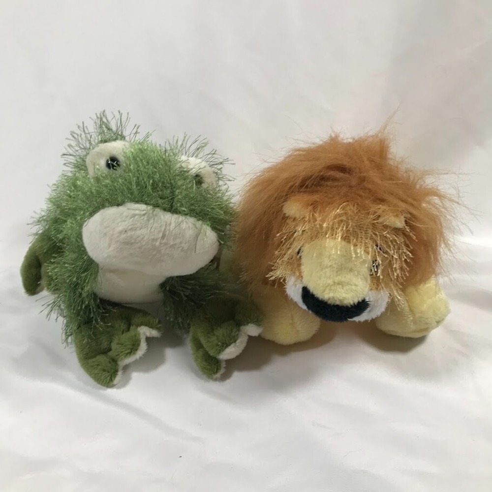 Ganz Webkinz Plush Lot Bullfrog and Lion Shaggy Fuzzy Stuffed Animal Pair